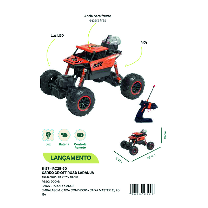 Carrinho de Controle Remoto Zippy Toys Off Road 4x4 RC Laranja