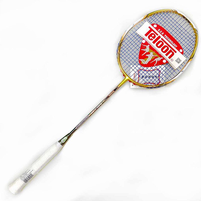 Raquete Badminton Pro Teloon Carbono C/Capa - Dourada Raquete Badminton Pro Teloon Carbono C/Capa - Dourada