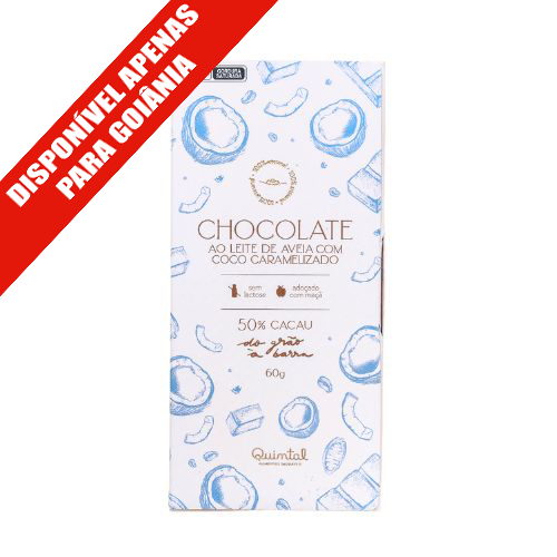 Chocolate ao Leite de Aveia com Coco Caramelizado 60g QUINTAL SAUDÁVEIS