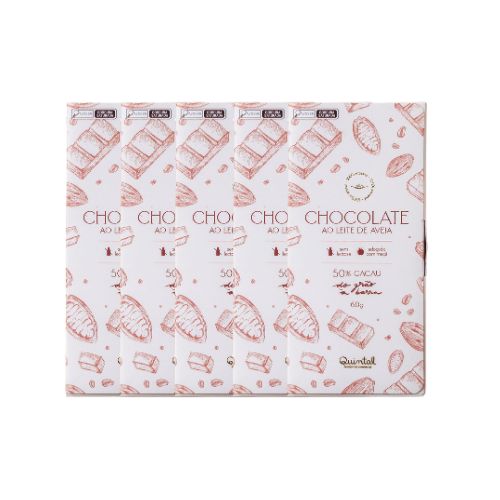 Kit 5 Chocolates Quintal ao Leite de Aveia 50 Cacau QUINTAL SAUDÁVEIS