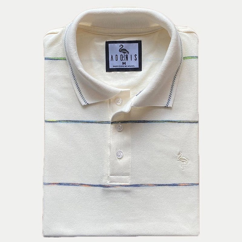 Camiseta Gola Polo Branca Listrada