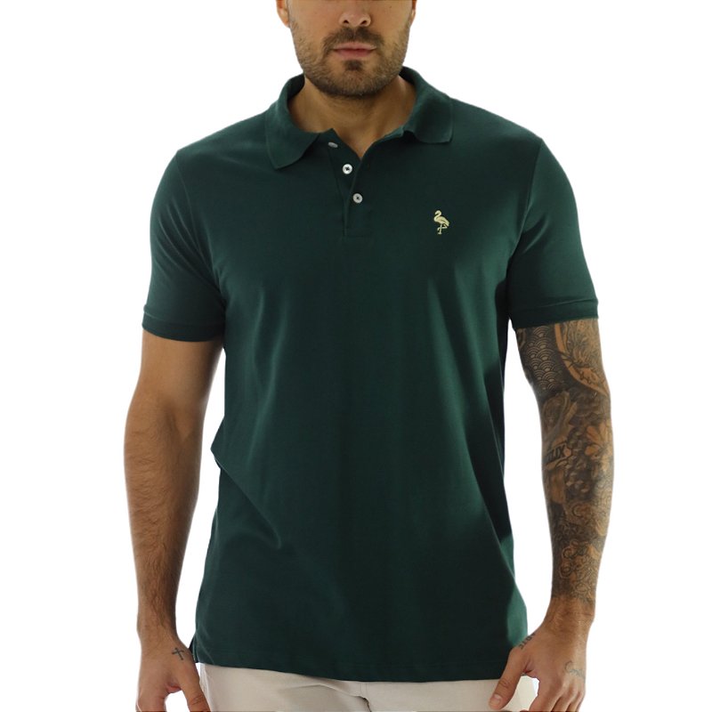 Camiseta Polo Pima Verde Bandeira