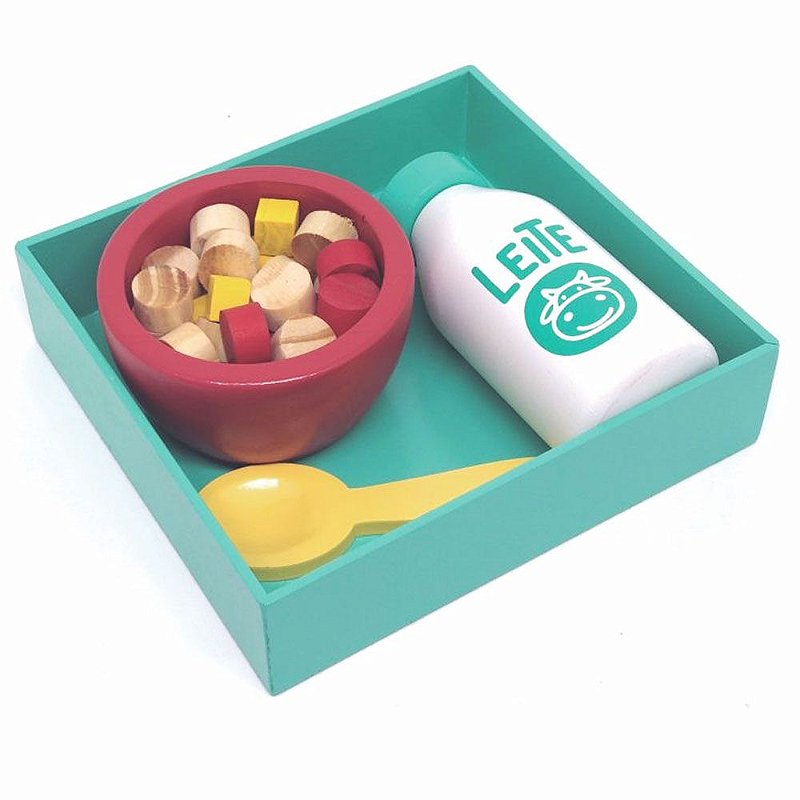 Kit de Comidinha de Brinquedo Infantil Madeira Cereais 30 Pç