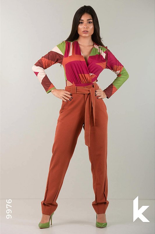 Conjunto calça e body estampado G