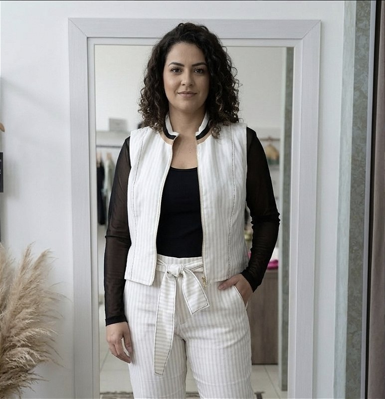 Conjunto calça e colete listras G