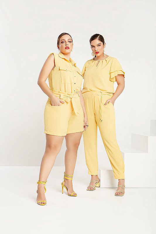 Conjunto bermuda em crepe M plus
