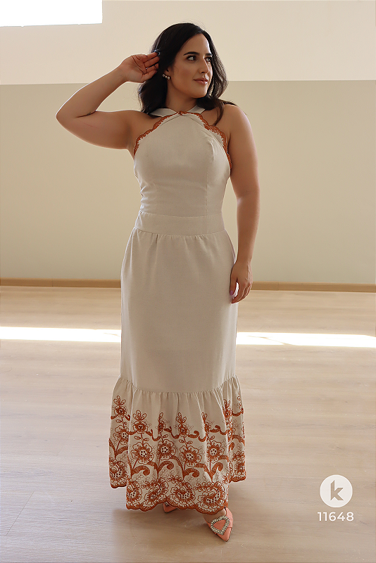 VESTIDO G BEGE LINHO