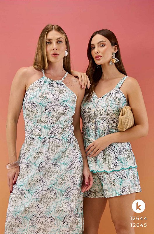 Conjunto shorts e blusa bordado G Kimika