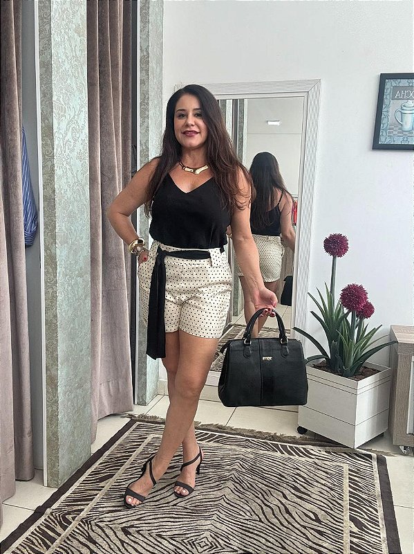 Conjunto shorts poa e ragata preta G