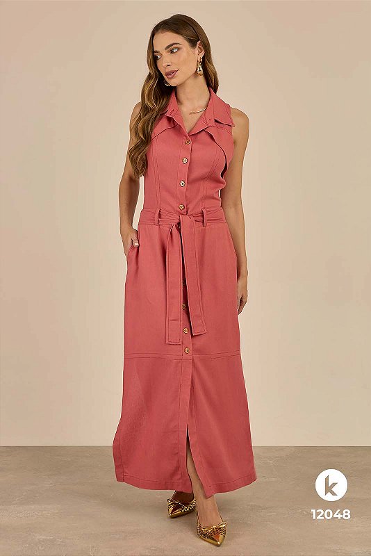 Vestido longo goiaba M