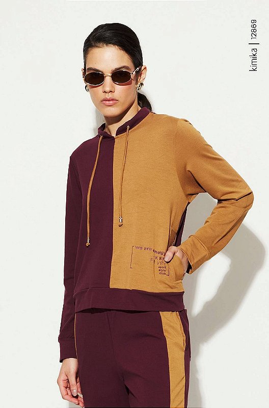 Conjunto moletom marsala/Camel M kimika