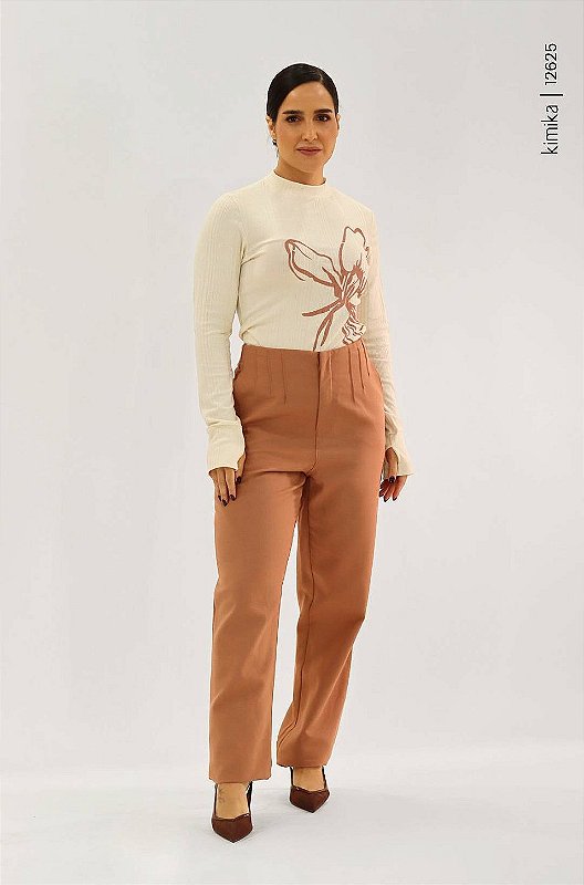 Conjunto Calça Alfaiataria e Blusa Gola Alta M
