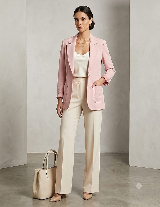 Blazer Rosê Feminino Moletom Forro Cetim M