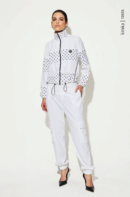Conjunto Calça e Jaqueta Bomber Poá Tam G