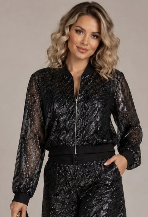 Conjunto Jaqueta e Bomber Paetê Preto M