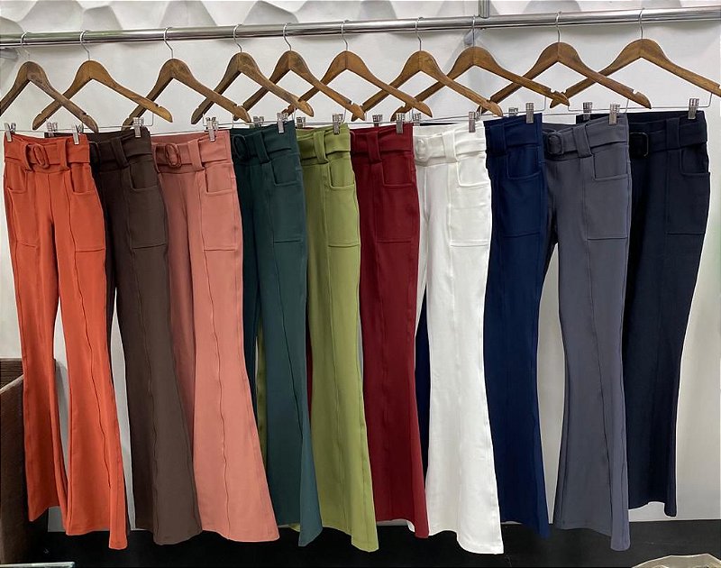 Calça modeladora flare em poliamida