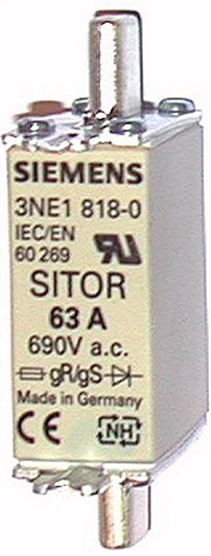 3NE1 818-0 Fusível Nh000 63a Ultra Rápido Sitor 690v Gs - SIEMENS