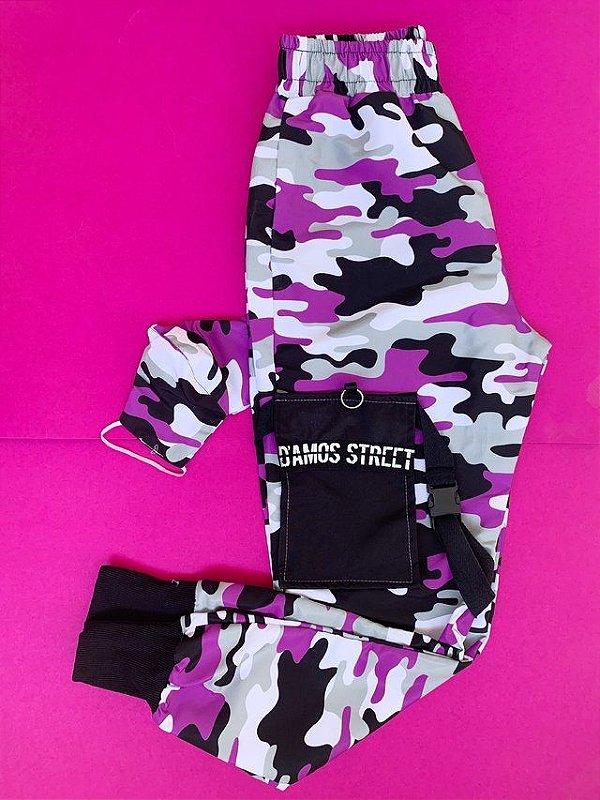 calça jogger feminina camuflada rosa