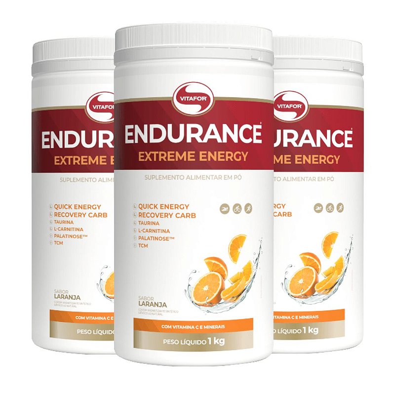 Kit 3uni Endurance Extreme Energy Pote 1000g Laranja Vitafor