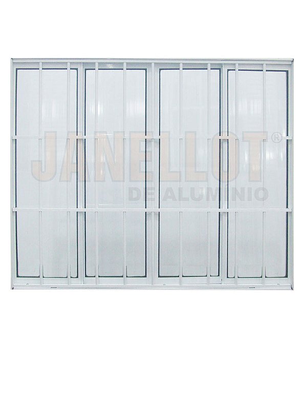 Janela Aluminio 4 Folhas Branca C Grade 100x120 Soft Sb Janellot Conibase Home Center 4603