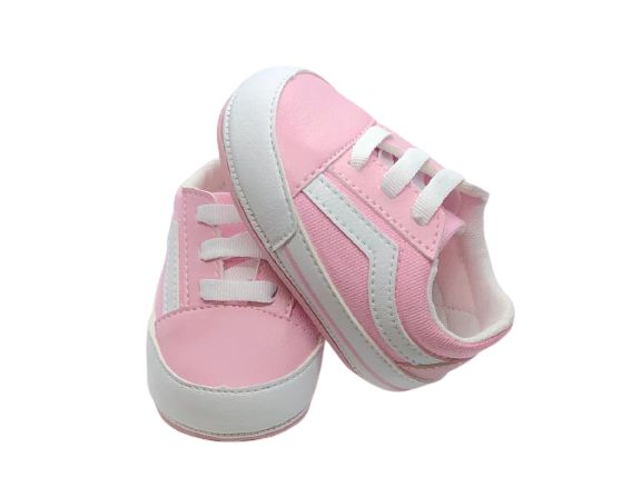 Tênis Bebê Darling Cano Baixo Rosa Bebê/Branco - www.pdkkids.com.br