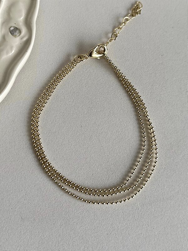 Pulseira 3 Fios Dots - Folheado a Ouro 18K
