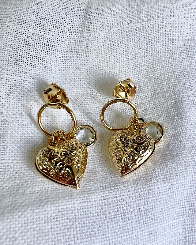 Brinco Shiny Heart Gold - Banhado a Ouro