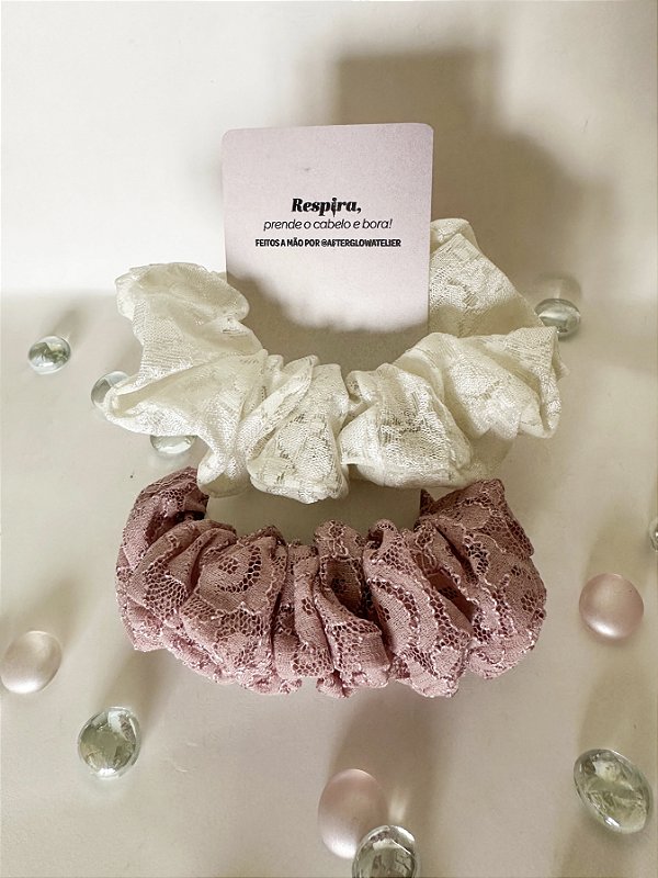 Kit 2 Scrunchies Elásticos Cabelo - Rendinha