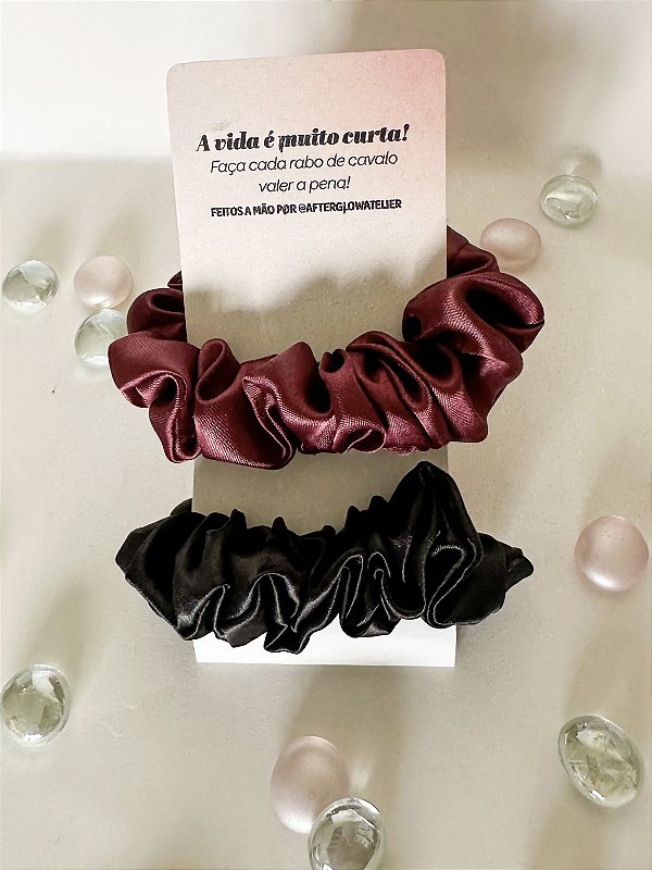 Kit 2 Scrunchies Elásticos Cabelo - Cereja