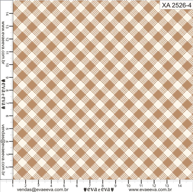 Tecido Tricoline Xadrez Diagonal Bege - Eva e Eva - 50 x 150 cm -  Artesanalle Tecidos