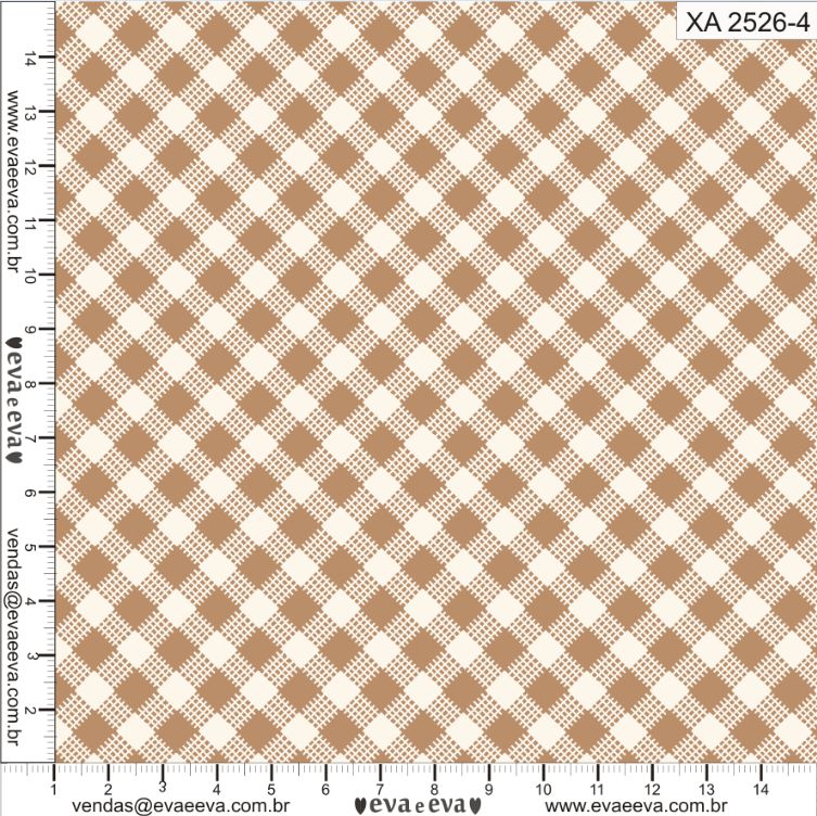 Tricoline - Coleção TARTAN - Xadrez Diagonal Marrom Castor - 0,50m X 1,50m