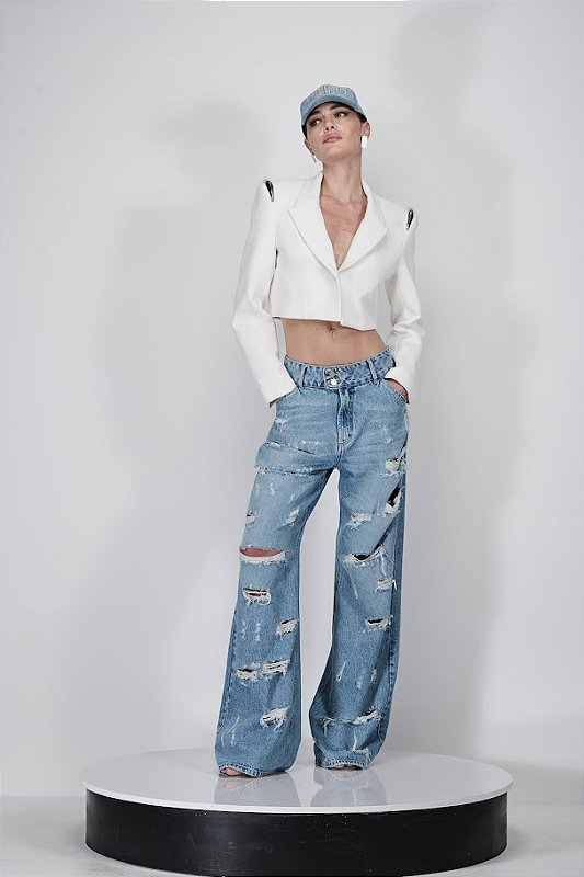 calca wide calÃ§a jeans marca caos