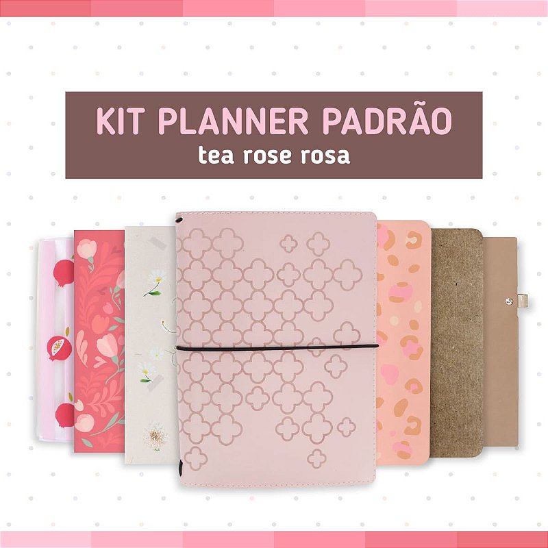 Kit Planner Padrão Tea Rose Rosa - Fancy Goods