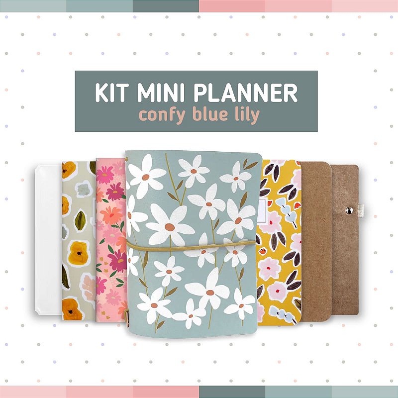 Kit Mini Planner Comfy Blue Lily - Fancy Goods