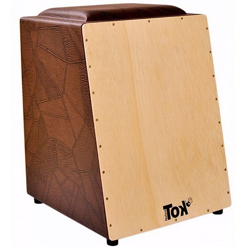 Cajon Elétrico Nobre Tok Marrom/Natural Com Bongô Embutido