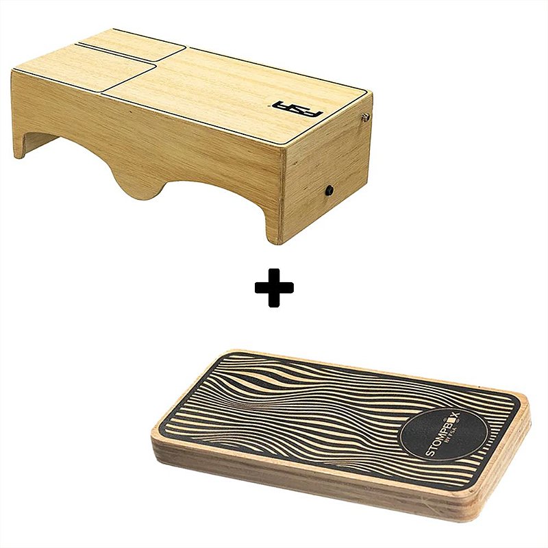 Kit Cajon De Colo Eletrico Híbrido Com Bongô + Stomp Box FSA