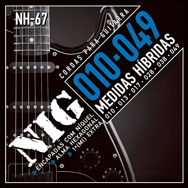 Encordoamento Para Guitarra 010 Híbrido Niquel Nig NH-67 | Cordas