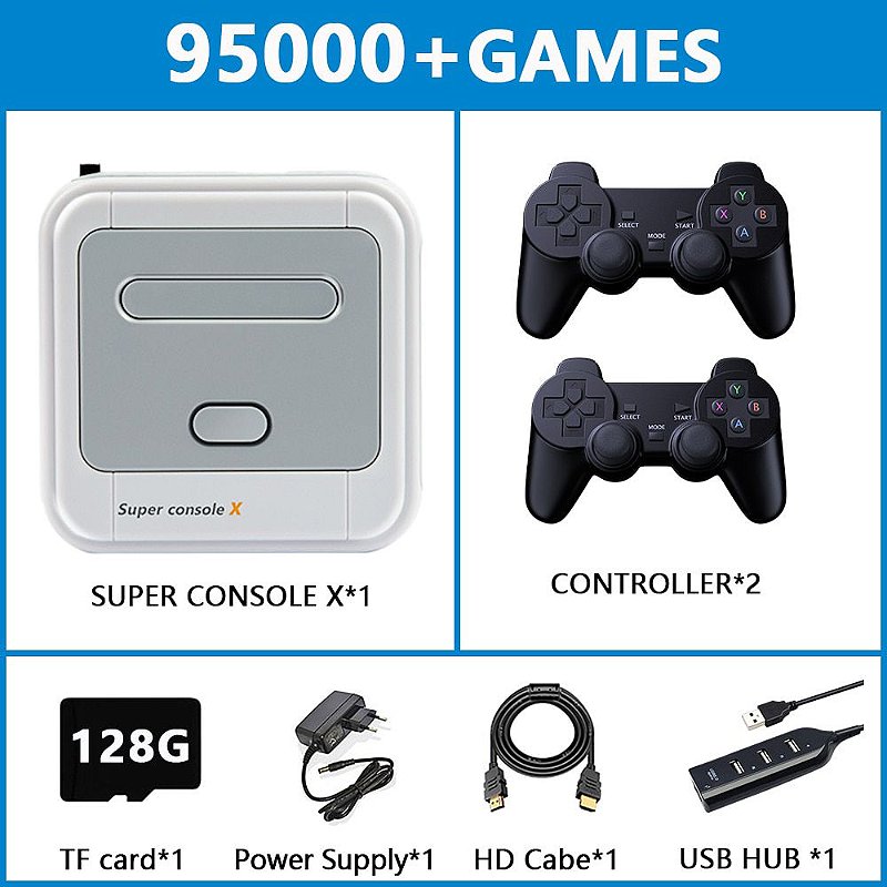 Mini Super Nintendo com 93 mil jogos 2 controles - Super 3D Games