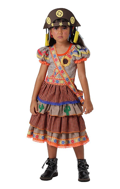 Vestido Junino Maria Bonita Infantil Artes BrinQ Fantasias