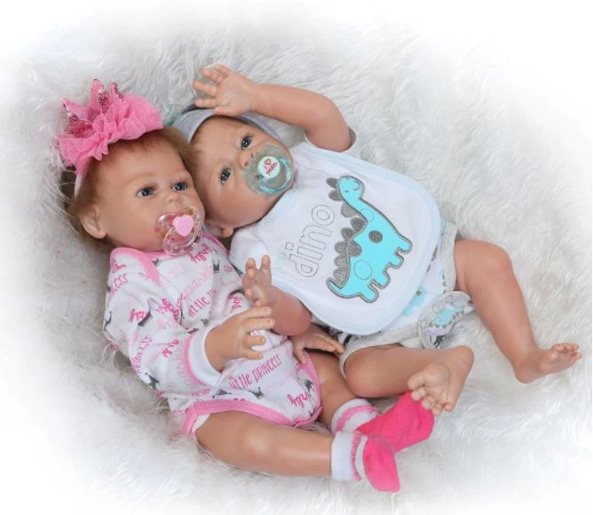 Casal De Gemeos Bebe Reborn Silicone Mimo Reborn
