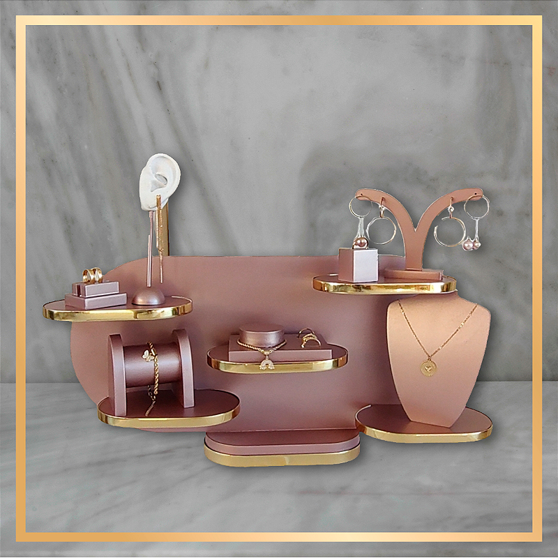 Estante com 5 Prateleiras Rose Gold - Expositores de Silicone