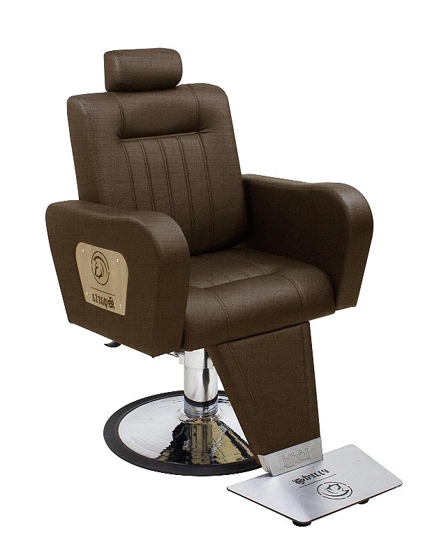 Cadeira de Barbeiro Alfa com Encosto e Apoio de Pé Reclináveis Base Cromada  - Cosmobel Móveis