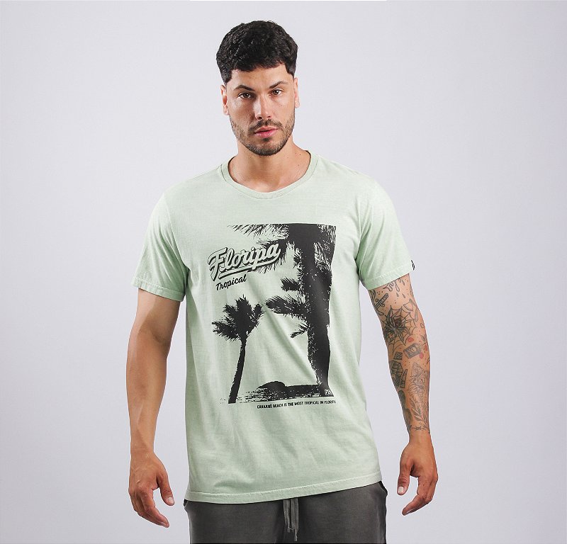 Camiseta Floripa Tropical Verde Menta