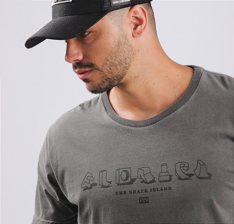 Camiseta Floripa Skate Island Cinza