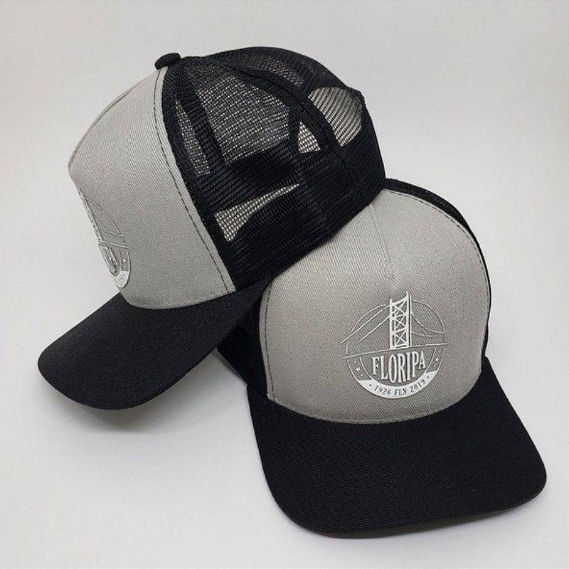 Boné FLN Trucker Cinza Ponte Hercilio Luz