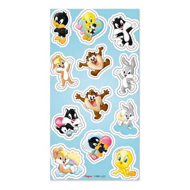 Adesivo Decorativo - Looney Tunes Baby - 12 unidades - Rizzo - Rizzo Balões