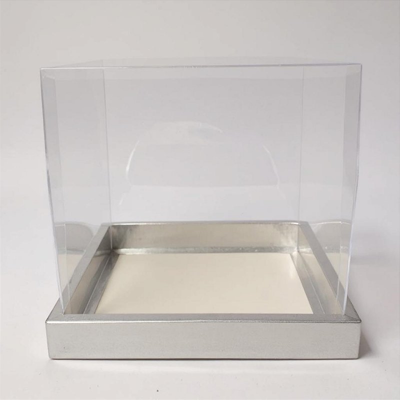 Pvc Bolo Caixa Para Bolo Pvc Base Prata Texturizada - 20x20x20cm - 1 unidades ...
