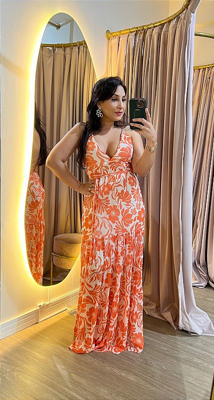 Vestido Longo Estampado Fabi