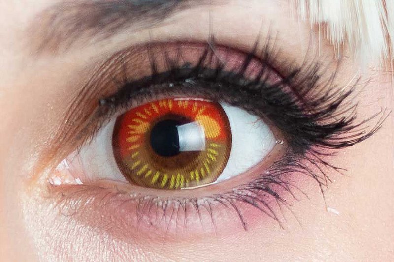 Lente de contato vermelha modelo Coscon Red, perfeita para seu cosplay