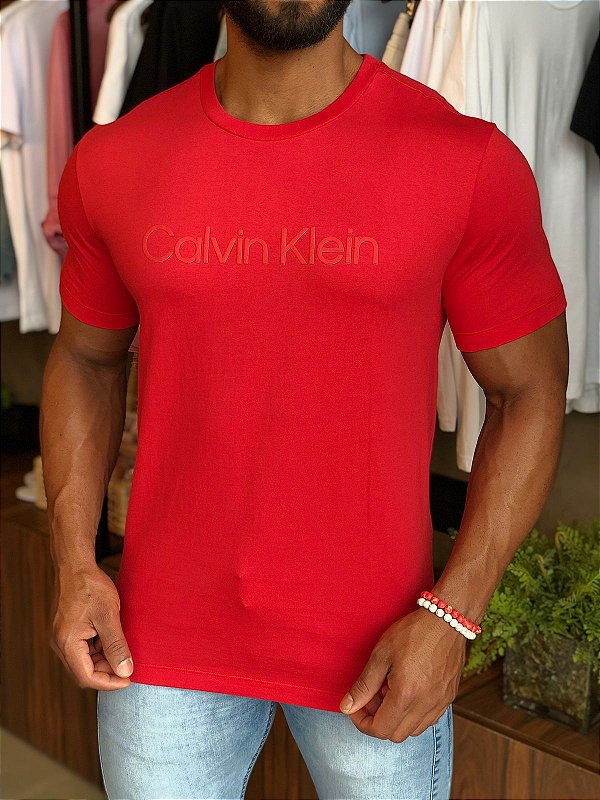 camiseta calvin klein masculina vermelha